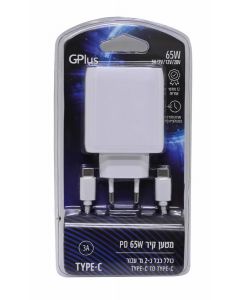 מטען קיר TYPE-C PD 65W לבן+כבל TYPE-C