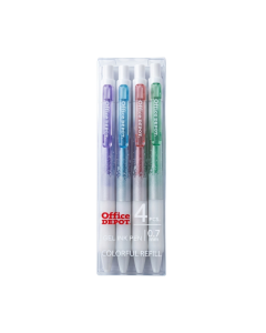 מארז 4 עטים לחצן 0.7 צבעוני  Office Depot