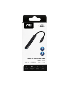 RE  תחנת  עגינה Type-C ל-4  יציאות  -  USB  2.0X3  +  USB  3