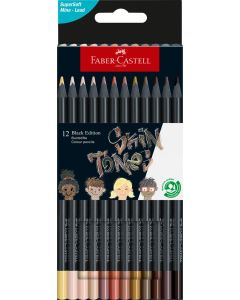 Faber Castell סט 12 עפרונות צבעוניים גוון: skin tones מהדורה שחורה