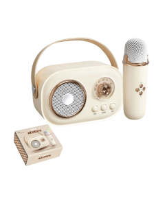 רמקול אלחוטי + מיקרופון CORAL C100 Sixties BT חום