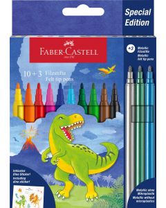 סט 10+3 טושים צבעוניים דינוזאור Faber Castell