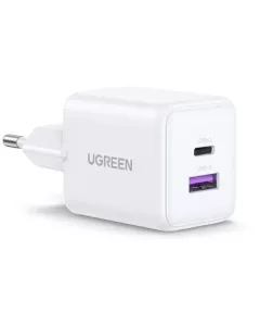 מטען קיר  UGREEN 30W 2-Port GaN Fast Charger  לבן