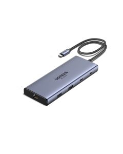 תחנת עגינה USB-C to USB-A 3.2+USB-A 3.0+2*USB-C 3.2+2*HDMI+RJ45 Gigabit+SD&TF +PD port Converter