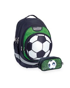 תיק + קלמר כדורגל רקע ירוק תא כדור בולט לבן   Air Flex Bag