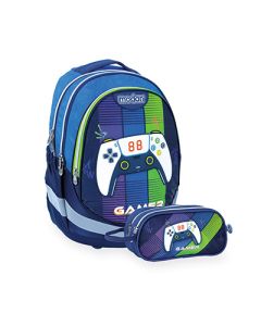 תיק + קלמר גיימר פסים ג'ויסטיק לבן   Air Flex Bag