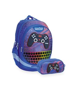 תיק + קלמר גיימר צבעוני רקע כחול  Air Flex Bag