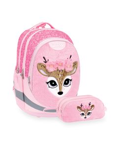 תיק + קלמר במבי רקע פרווה ורוד   Air Flex Bag