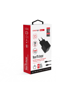 מטען קיר+כבל ENERGY GaN Nano PD20W+C to C 1.5M שחור