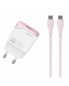מטען קיר ENERGY GaN PD30WC1+C to C 1.2m Pink