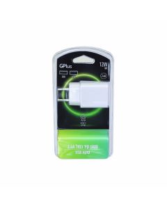 מטען קיר כפול  USB 2.4A לבן +כבל IPHONE