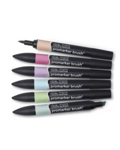 Winsor & Newton טוש מרקר פנטון BRUSH MARKER- סט 6 יח', בראש מרקר, שם גוון: Pastel tones