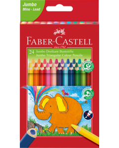 עפרונות צבעוניים סט 24 יח סדרה אדומה Faber Castell JUMBO