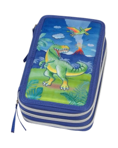 Faber Castell קלמר 3 תאים בעיצוב דינוזאור+כלי כתיבה
