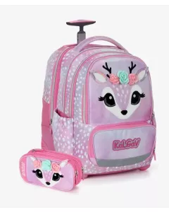 תיק + קלמר ורוד Itrolly Deer