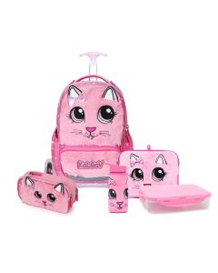 סט המארז המושלם X-FIX ורוד Schoolbag Cat