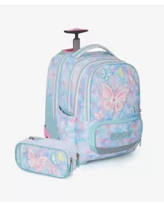 תיק + קלמר תכלת  Itrolly  Butterfly
