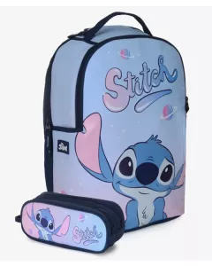 תכלת/ורוד Stitch Space תיק+קלמר