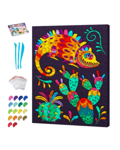 SPLAT PLANET יצירה לפי מספרים בחימר - זיקית 30x40 ס"מ