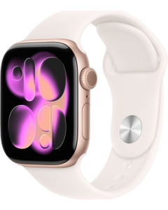 APPLE שעון חכם Apple Watch Series 11 GPS 42mm אלומיניום זהב ורוד Rose Gold עם רצועת Sport ורוד בהיר Light Blush S/M
