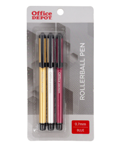 מארז 3 עטים מטאליים 0.7 כחול  Office Depot