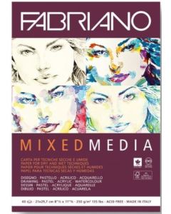 Fabriano בלוק לרישום - Mixed media 250 גרם A3, דבק, 40 דפים