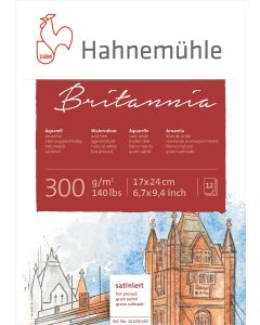 HAHNEMUHLE  Britannia בלוק לצבעי מים 17X24 כבישה חמה 300 גרם